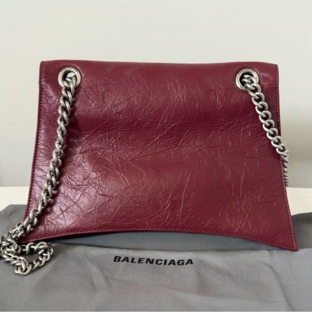 BALENCIAGA Crush Leather Medium Chain Shoulder Handbag Tote Crossbody Purse New - Picture 13 of 15